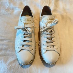 Prada Espadrille Leather Sneakers